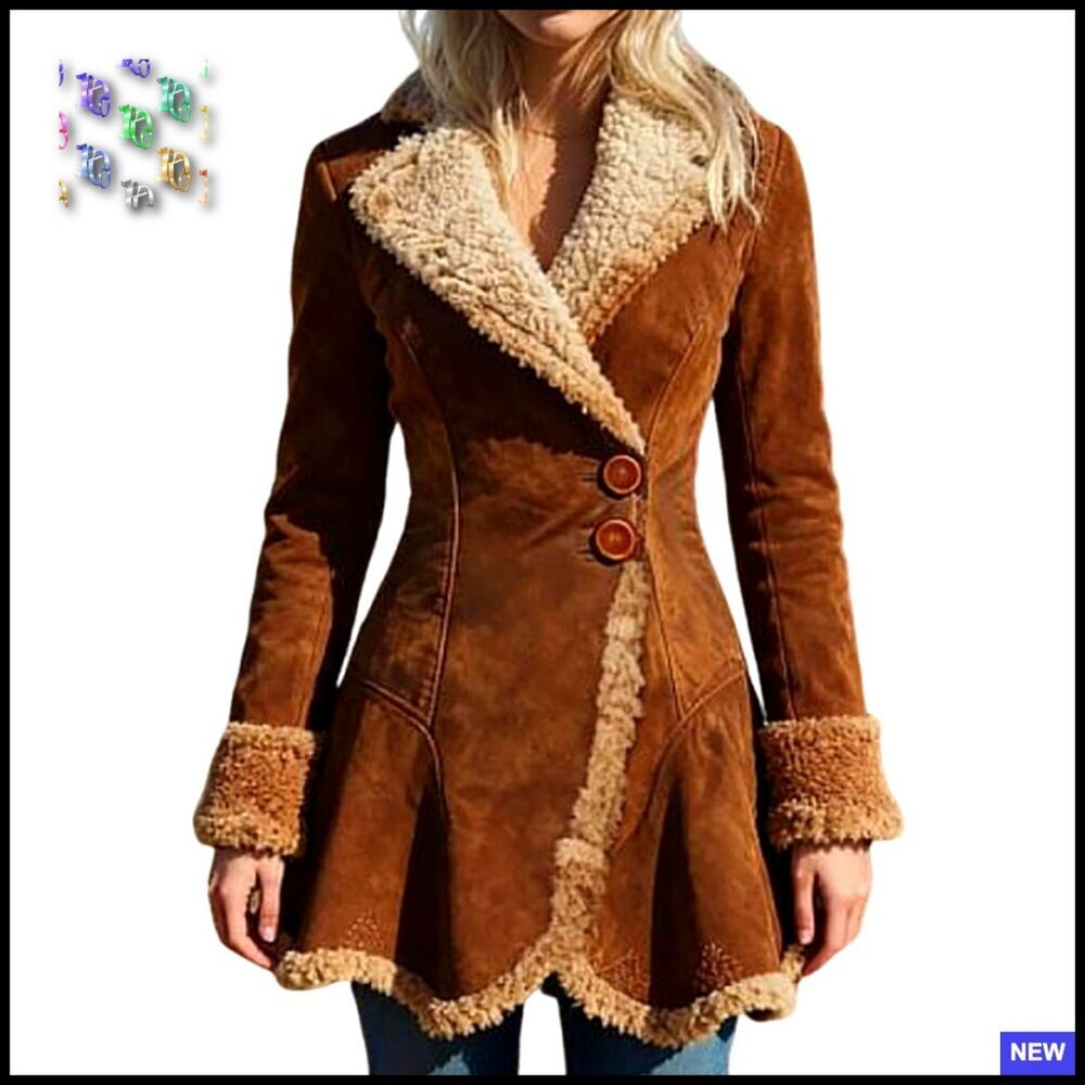 Slim-Fit Faux Leather Jacket Sherpa Lined Vintage Western Winter Coat